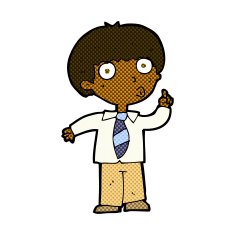 comic cartoon school boy with question N2