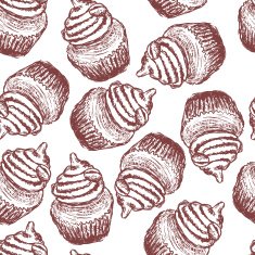 doodle coffee cupcake seamless pattern