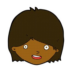 comic cartoon happy female face N30