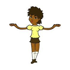 comic cartoon woman shrugging shoulders N84