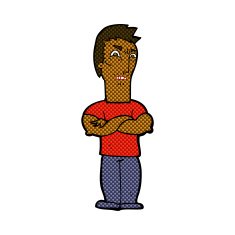 comic cartoon annoyed man with folded arms N3