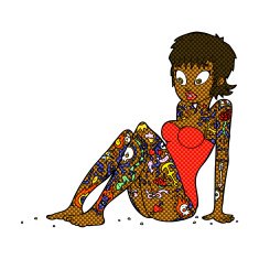 comic cartoon tattoo girl in swimsuit N2