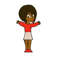 comic cartoon woman with open arms N18
