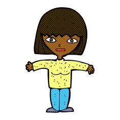 comic cartoon woman with open arms N19