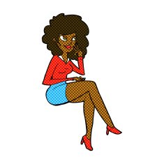 comic cartoon office woman sitting N2