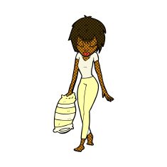comic cartoon woman going to bed N2