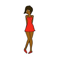 comic cartoon pretty woman in dress N7