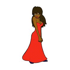 comic cartoon pretty woman in dress N8