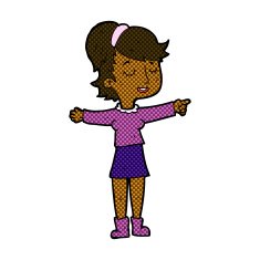 comic cartoon happy woman pointing N10