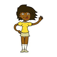 comic cartoon woman waving N62