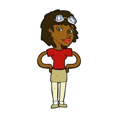 comic cartoon retro pilot woman N2