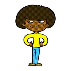 comic cartoon boy with hands on hips N2