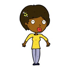 comic cartoon shocked woman N19