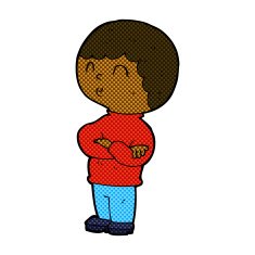 comic cartoon boy with folded arms N4
