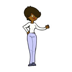 comic cartoon woman waving N63