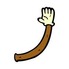 comic cartoon arm with rubber glove