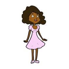 comic cartoon happy woman in dress N5