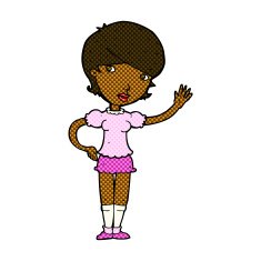 comic cartoon girl waving N5