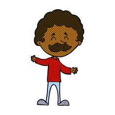 comic cartoon happy man with mustache N2