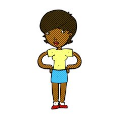 comic cartoon woman with hands on hips N41