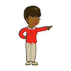 comic cartoon woman pointing finger of blame N2