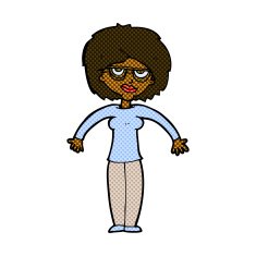 comic cartoon woman shrugging shoulders N94