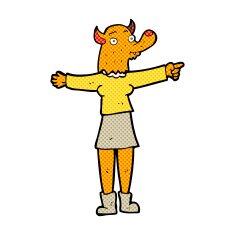 comic cartoon pointing fox woman
