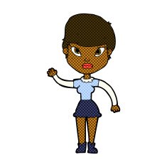 comic cartoon woman waving N67