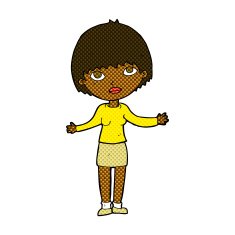 comic cartoon woman shrugging N12