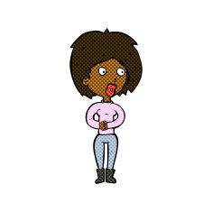 comic cartoon surprised woman N45