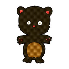 comic cartoon black bear cub N10