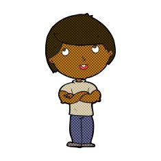 comic cartoon happy man with folded arm N2
