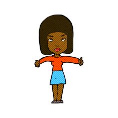 comic cartoon woman giving thumbs up symbol N13