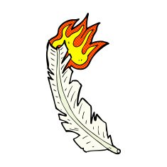 comic cartoon burning feather