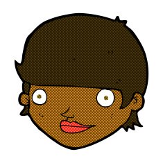 comic cartoon happy female face N35
