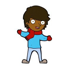 comic cartoon boy in winter clothes N2