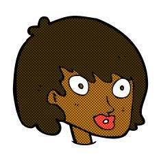 comic cartoon happy female face N36