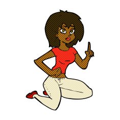 comic cartoon sitting woman with idea N2