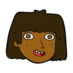 comic cartoon happy female face N37