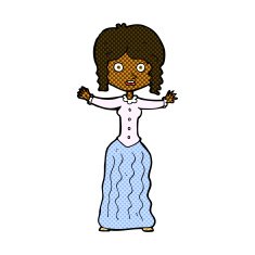 comic cartoon worried victorian woman N2