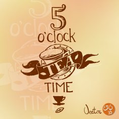 Typographic retro composition with 5 o'clock