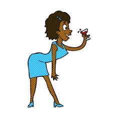 comic cartoon woman with drink N2