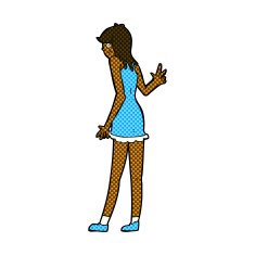 comic cartoon woman waving N69