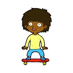 comic cartoon boy on skateboard N2