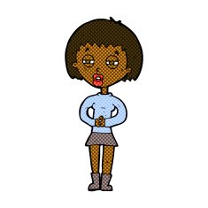 comic cartoon suspicious girl N2
