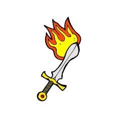 comic cartoon flaming sword N2
