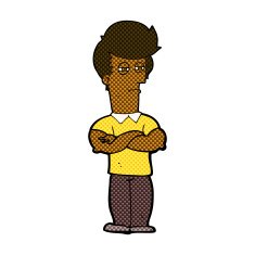 comic cartoon man with folded arms N4