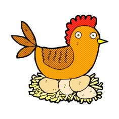 comic cartoon hen on eggs N2