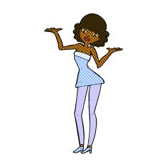 comic cartoon woman in cocktail dress N3
