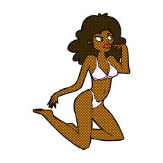 comic cartoon woman in underwear looking thoughtful N2